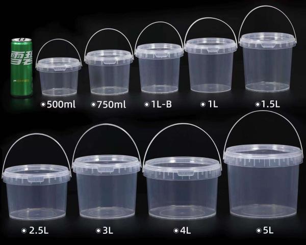 Biodegradable PLA compostable Eco friendly Clear Food-Grade Plastic Bucket Round Shape With Lid Recyclable For Water Packaging Storage Drums