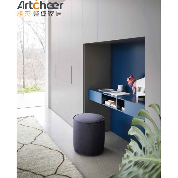 Modern Design Matte Grey Wardrobe with Writing Desk - Customizable Bedroom Furniture