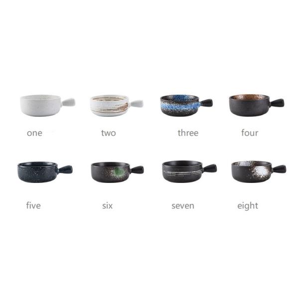 Restaurants LFGB Black Porcelain Dinnerware Contemporary Handled Porcelain Bowl