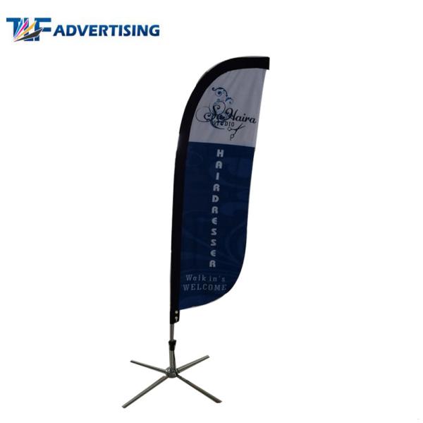 Single Side Outdoor Advertising Flags No Loose Edges Heavy Steel Base With Elastic Cord
