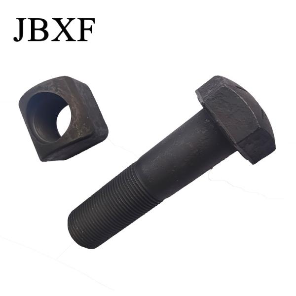 Carbon Steel Black Excavator Track Chain Track Shoe Bolt And Nut High Strength