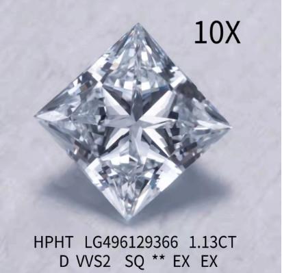 Princesa sintética CVD Hpht Diamantes cultivados em laboratório 1,13 Ct D Cor VVS2 EX