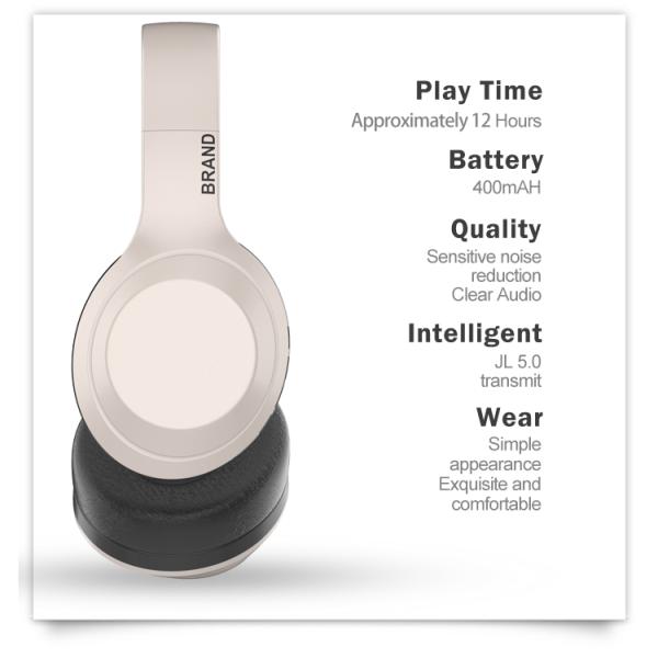 Wireless 40H Playtime Foldable Over Ear Headphones With Microphone Deep Bass Stereo Headset
