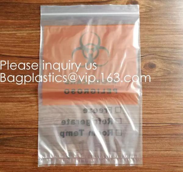 Biohazard Pathology Specimen Medical Zipper Bag,Kangaroo Bag, Compostable Bag Customized Stand Up Pouch, BAGEASE, BAGPLA