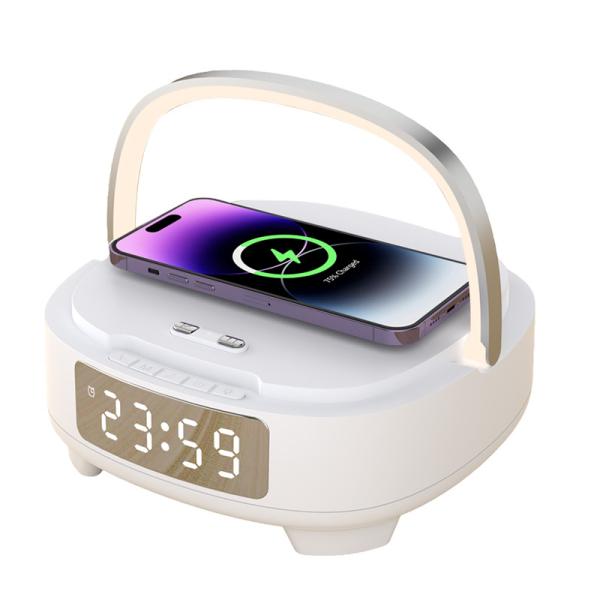 Multifunctional Alarm Clock Phone Charger Bluetooth Speaker 15W With Night Light