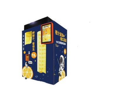A máquina de venda automática fresca do suco de laranja do homem do espaço procura distribuidores no mundo inteiro
