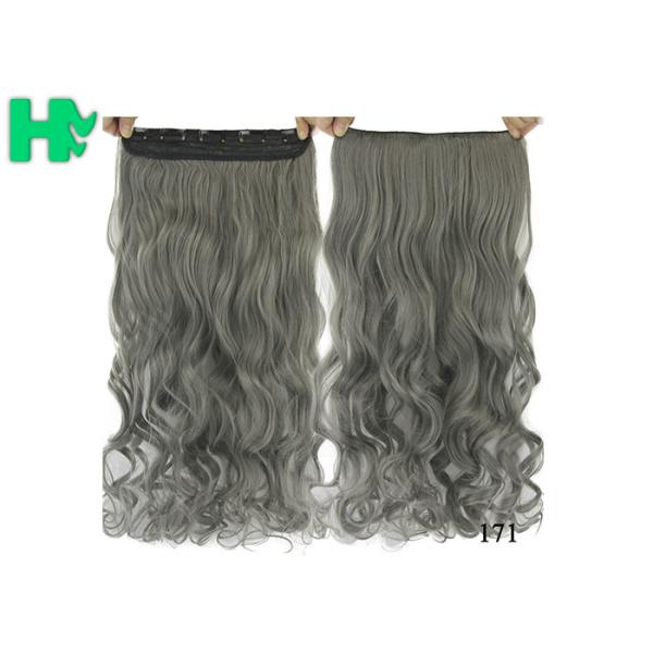 High Light Synthetic Fibre Hair Extensions , Thick Ends Clip In Hair Extension Long Curly Weave