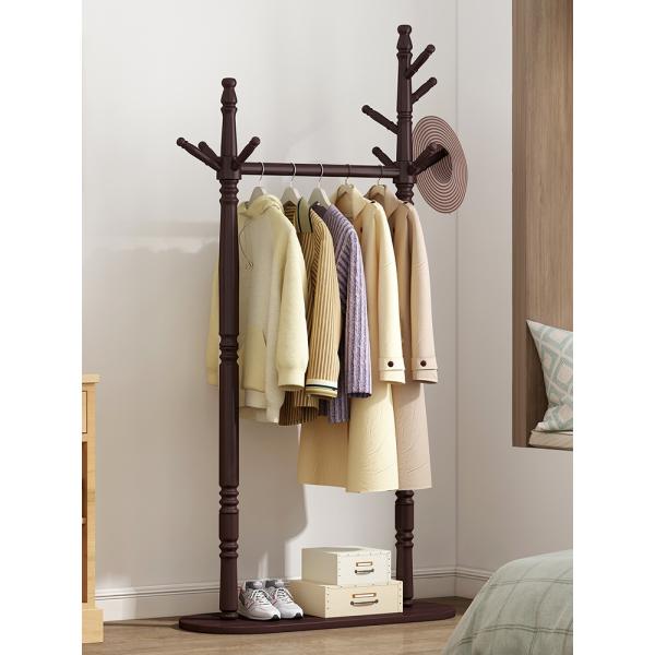 78cm Solid Wood Free Standing Coat Rack Hanger Stand Double Pole