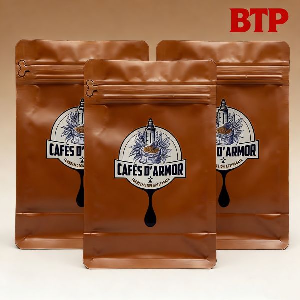 Custom Printed Stand up Coffee Pouch with Resealable Zipper Top for Artisanal Coffee Retail Packaging Plastic Bags Custom Logo