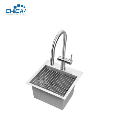 topmount handmade house kitchen sink SUS304 stainless steel single bowl sink