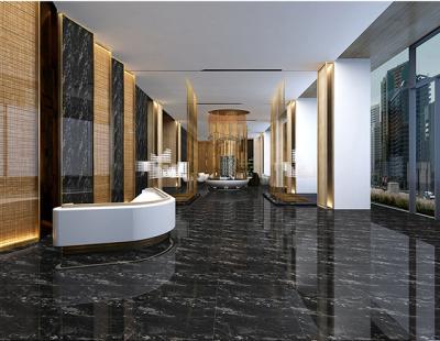 Black Fuscous Shiny Porcelain Floor Tiles Double Layer 600*600mm