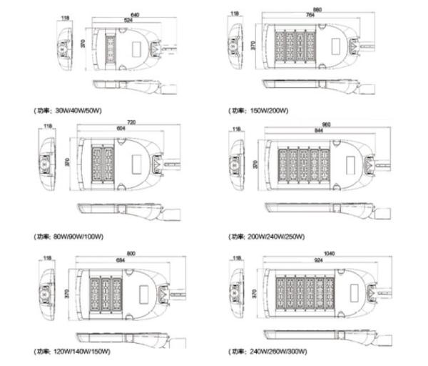 European style 60w 80w 100w 120w 150w 180w 200w 220w  AC100V-277V Led light led Street Light waterproof