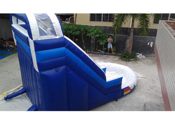 Small Blue Commercial Inflatable Water Slide , PVC iInflatable Water Slide With Pool