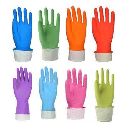 Heavy Duty Flock Lined Rubber Gloves Customized Colors Water Resistant