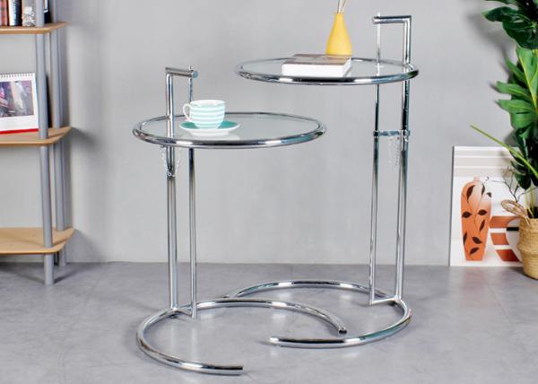 75cm Glass Top Nesting Coffee Tables Clear Adjustable Height Cocktail Table