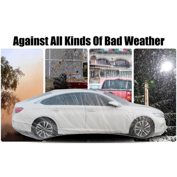 Disposable Car Covers，12.5 x 21.7ft Universal Clear Plastic Car Cover，Disposable Full Exterior Covers Elastic