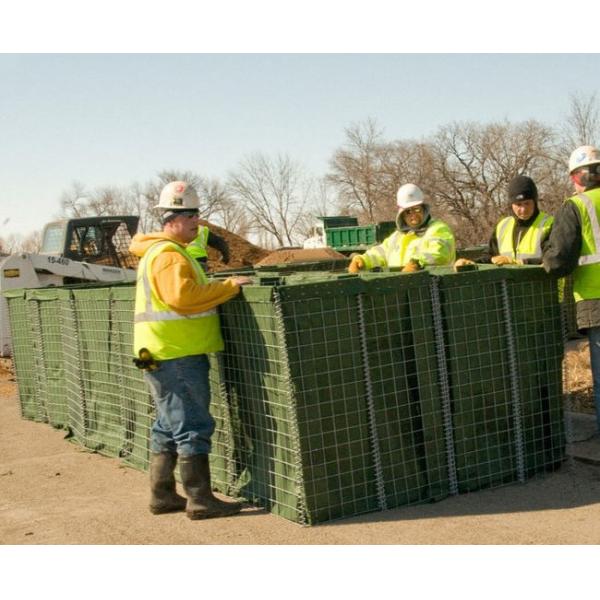 Зеленые и Earthy барьеры стены бастиона Hesco сварили коробку Gabion