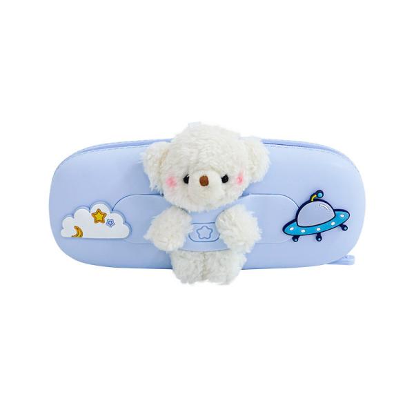 Cute Bear Durable Silicone Pencil Bag Holder For School Supplies Christmas Gift Pencil Pouch Bag Pen Holder Kids Gifts