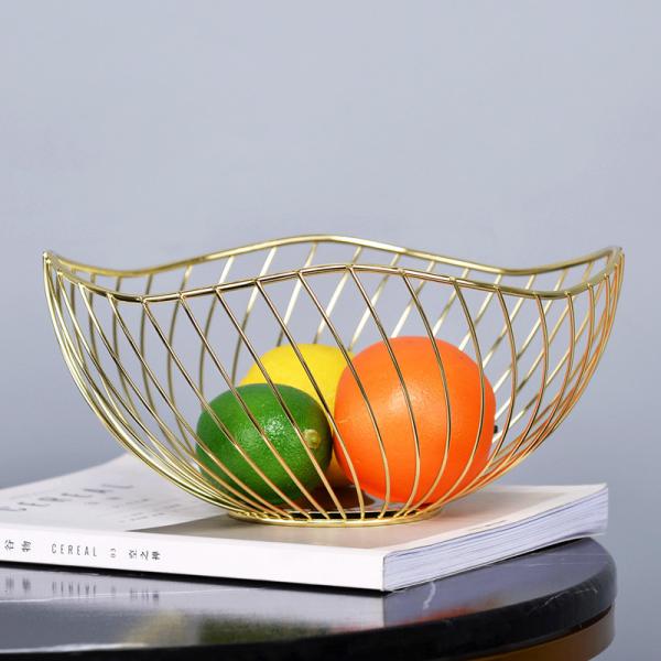 Wear Resistant Metal Wire Fruit Basket , Irregular Modern Stainless Steel Fruit Bowl