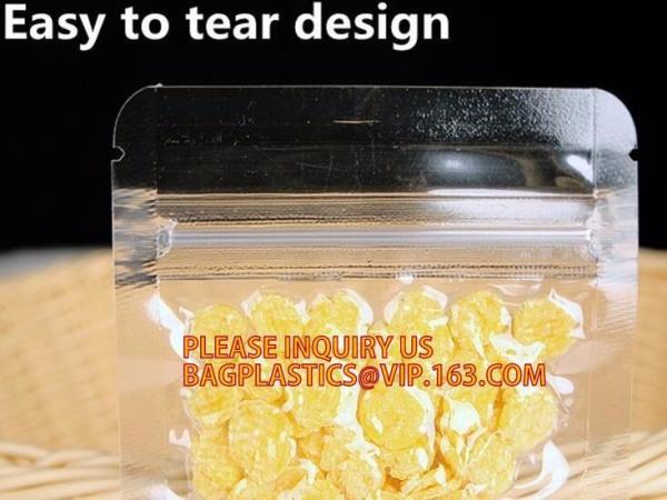 Stand Up Zipper Pouch Transparent Packaging k Bag Zip Lock Plastic Mylar Bag, FDA EU Food Grade Powder Packaging