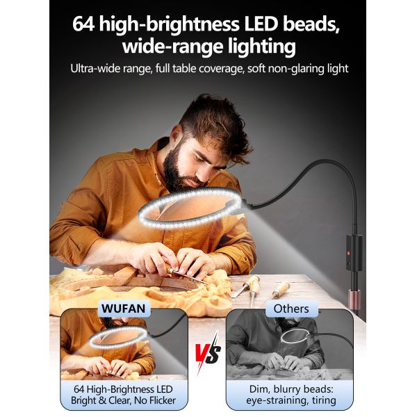 Adjustable Large Light Magnifier Multi-Angle Floor Standing with Height Adjustment for Home and Office Multiple Scenarios