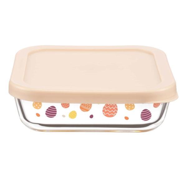 IKOO High borosilicate glass food container with customizable lid color and design available in rectangular square and round shapes