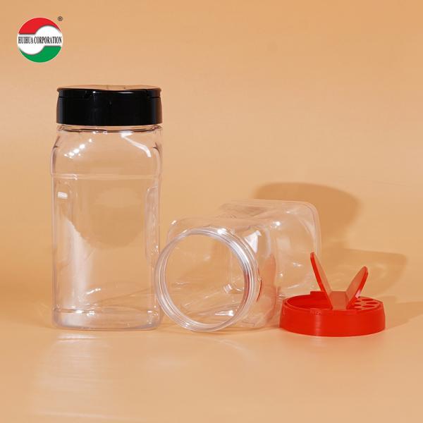425ML Botellas de plástico al por mayor con muestras proporcionadas, contenedores con tapas rojas y negras, perfectos para almacenar especias y polvos