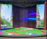 Deslizamento video curvado transparente interno das exposições de parede