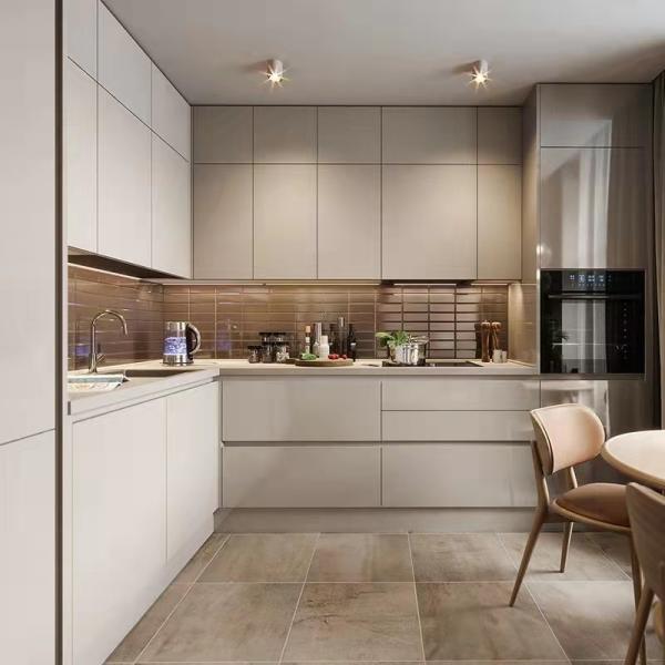 2.5M U Shape Melaminer Modern Modular Kitchen Cabinets With Island Stove