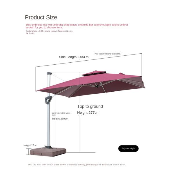 Upgrade Your Garden with Parasol 3.0*3.0M Roma Large Umbrella for Sun Protection and Style