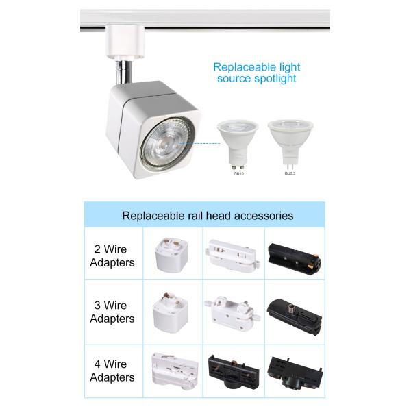 Commercial Black White Track Light Home Clothing Store 6W 10w Square Spotlight