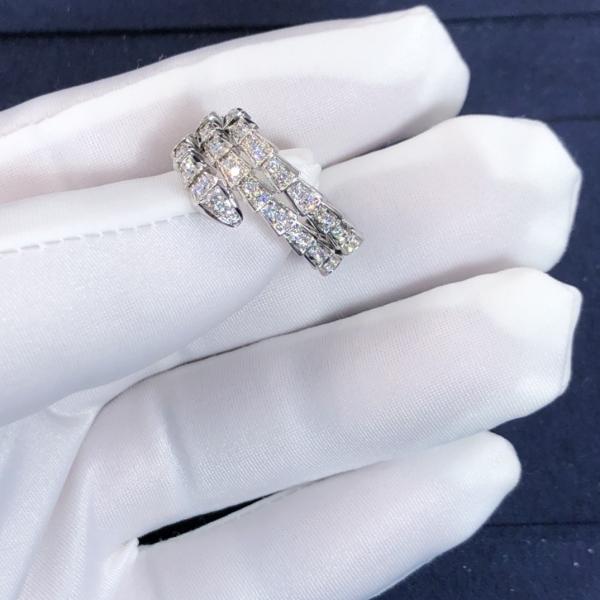 Elegant  18K Gold  2 Row Diamonds Serpenti Viper Ring Diamond Ring Yellow Gold White Gold