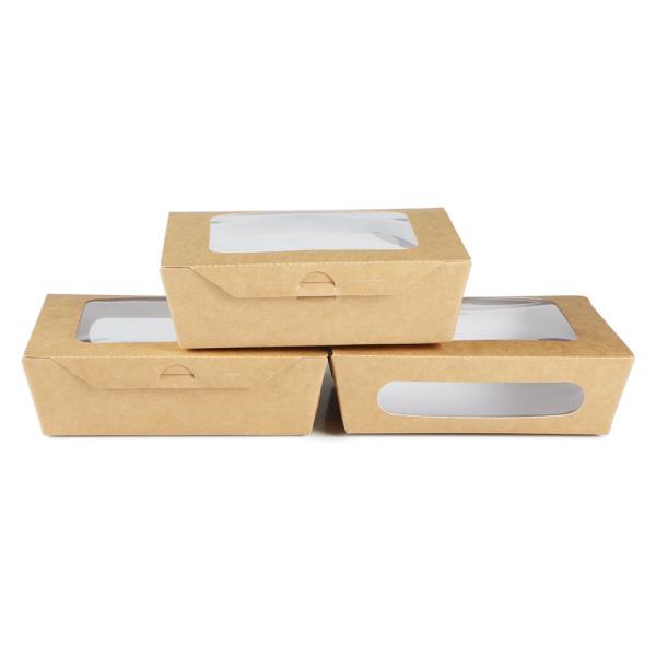 Recyclable Kraft Paper Salad Takeaway Boxes With Transparent Window