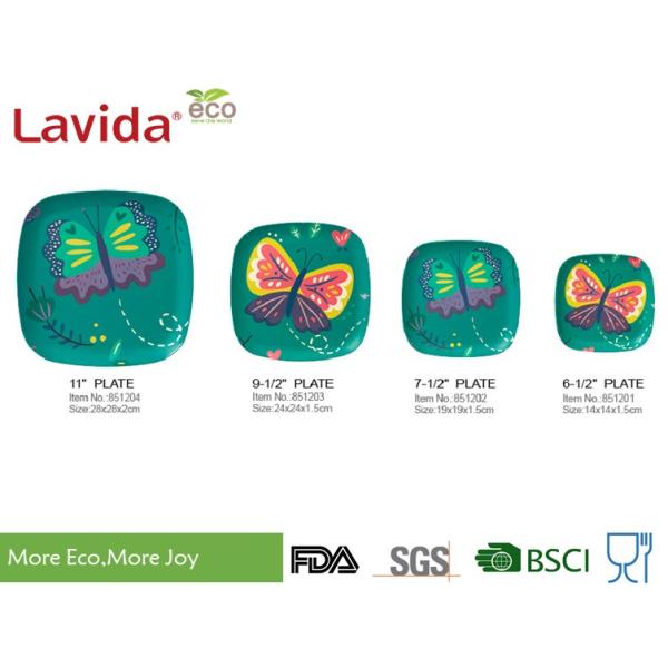 Fashinable home basic Bamboo Fibre Square Sandwich Plate Plant Fibre Square Serving dish 5.5 inch 14cm