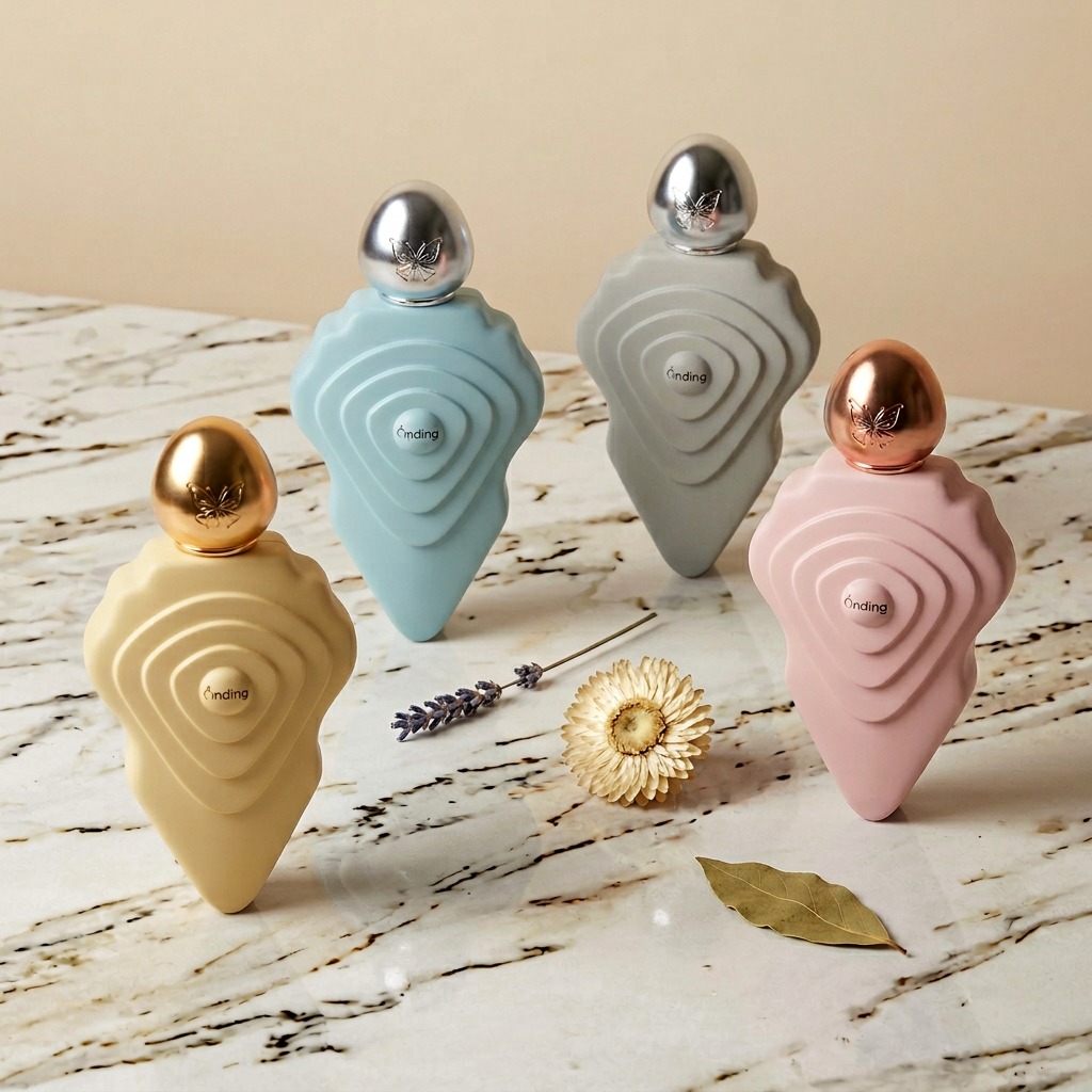 100ml Glass Perfume Bottle Empty Unique Irregular Shape Round Cap Crimp Neck