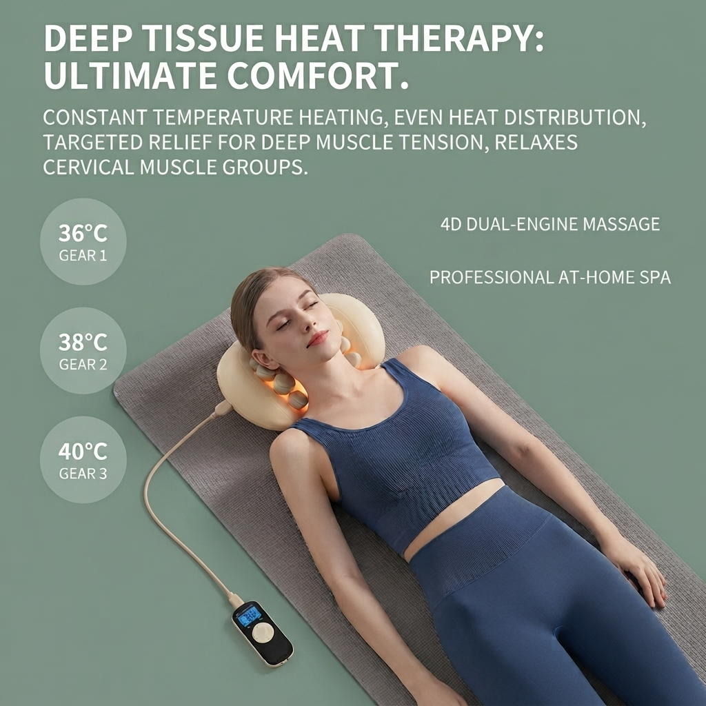 ZN-NA55 Multi-Functional 4D Electric Neck and Shoulder Massager with EMS Pulse and Heating