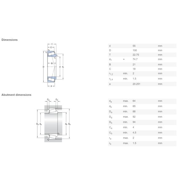 Koyo Small Tapered Roller Bearings 30211JR 55 x 100 x 22.75 MM For Fitness Equipment