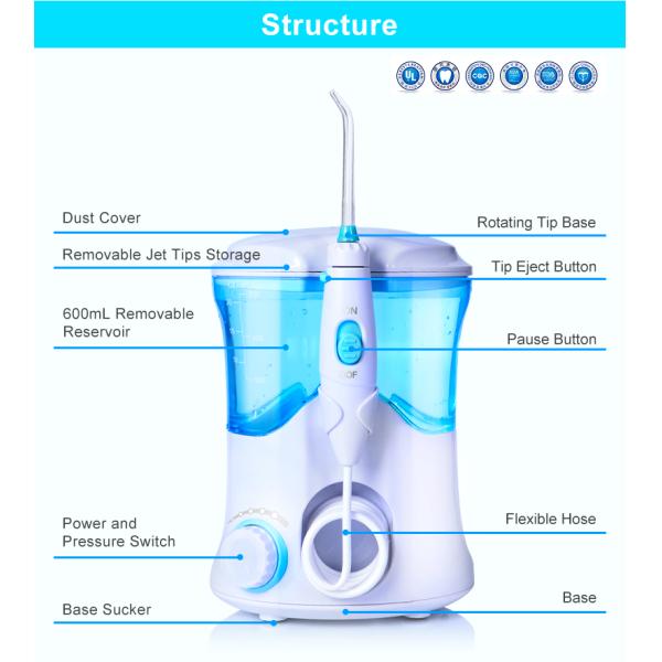 Вода Flosser заботы Irrigator Countertop семьи устная устная с соплами 7pcs