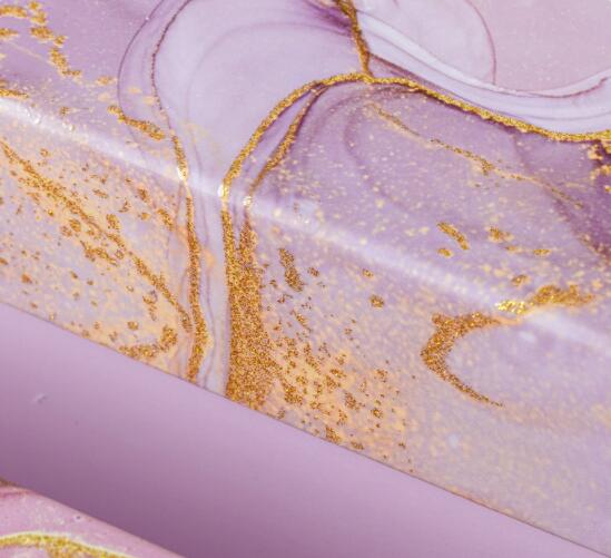 Pink Cardboard Gift Packaging Boxes UV Varnish Art Paper Gift Box With Gold Powder