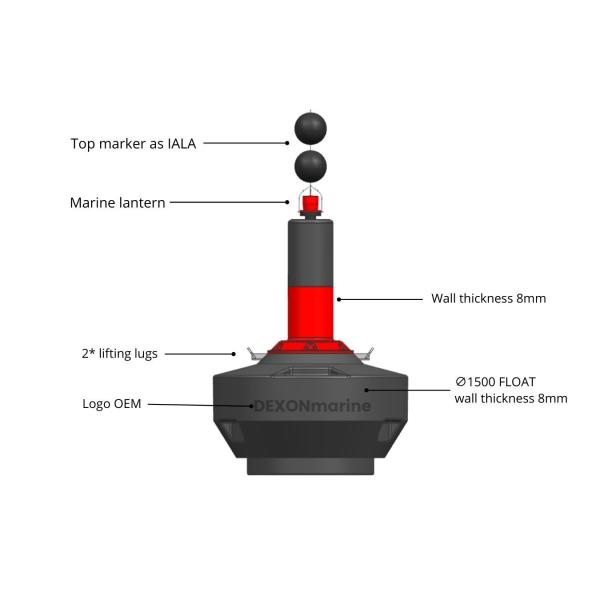 Isolated Danger Buoys For Sea And River Marking , Polyethylene Maritime Buoys 1500mm