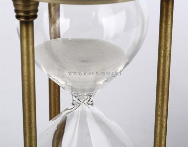 Ampulheta de cobre antiga 3min 5min 30min do temporizador da areia do metal para o presente