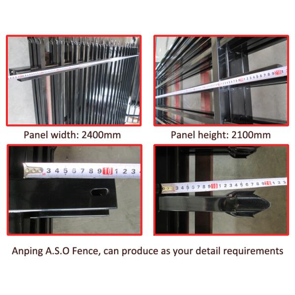 Powder Painted Black Welded Security Steel Fence Iron Fence Panel