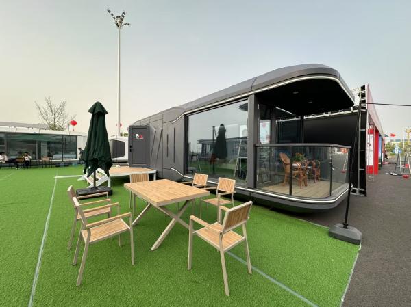 Modular Space Capsule House with Aluminum Frame and LED Lighting