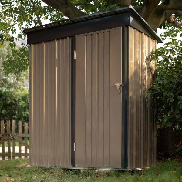 AJUNION Modern Design 5x3ft Metal Garden Shed Single Lockable Doors 61.2