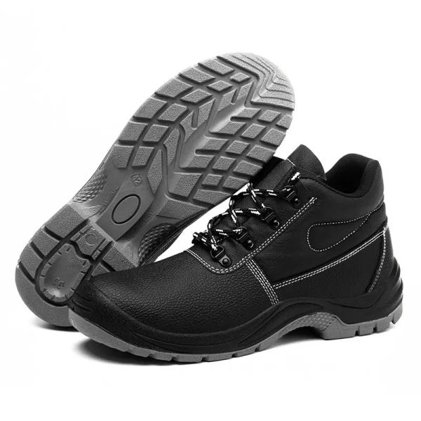 Chaussures de sécurité en cuir noir authentique en acier