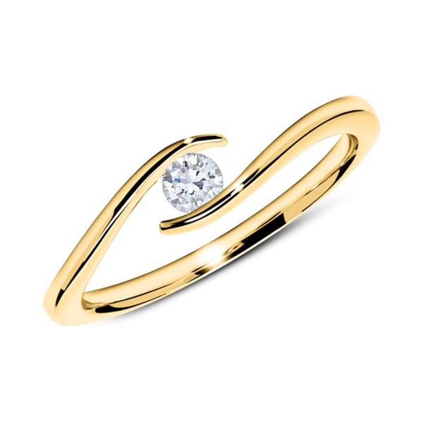Solitaire 14k Yellow Gold Diamond Ring 1.5mm Round Cut With 0.10ct Diamond