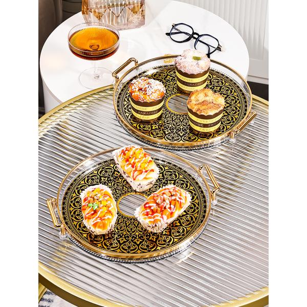 Ceramic Round Tray for Securely Holding Cups Dishes Plates Durable Non-Slip Grip
