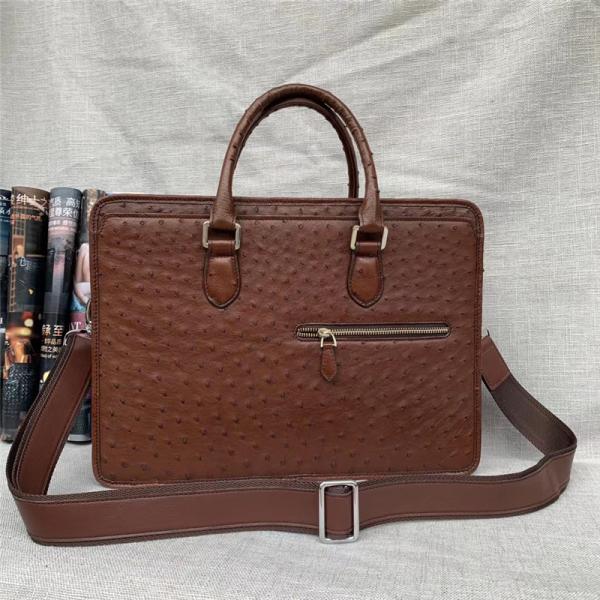 Authentic Real True Ostrich Skin Businessmen Large Laptop Briefcase Shoulder Bag Genuine Leather Top-handle Male Handbag