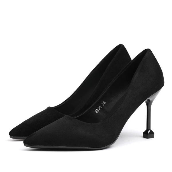 YTH004 Single Shoes Women 2021 New Spring And Summer Pointed High Heels Fashion Simple Suede Black All-Match Women'S Wor