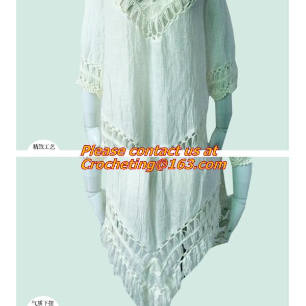 Fashion tassel, Hollow knitted Swimwear, swimsuit Crochet Bikini Beach Cover Up Smock Mini